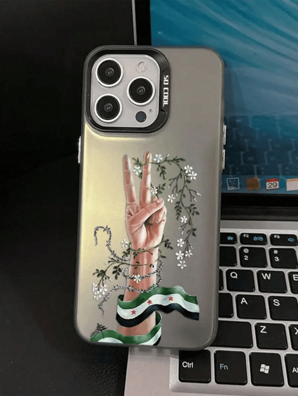 IPhone 14 Pro غطاء هاتف ذو تصميم فريد بطباعة علامة النصر والإشارة اليدوية