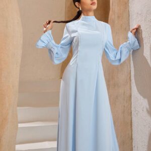 فستان رمضان عربي أنيق للسيدات بأكمام طويلة وياقة مكشكشة Graceveil