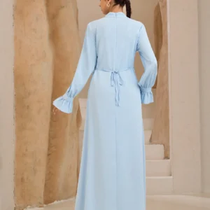 فستان رمضان عربي أنيق للسيدات بأكمام طويلة وياقة مكشكشة Graceveil